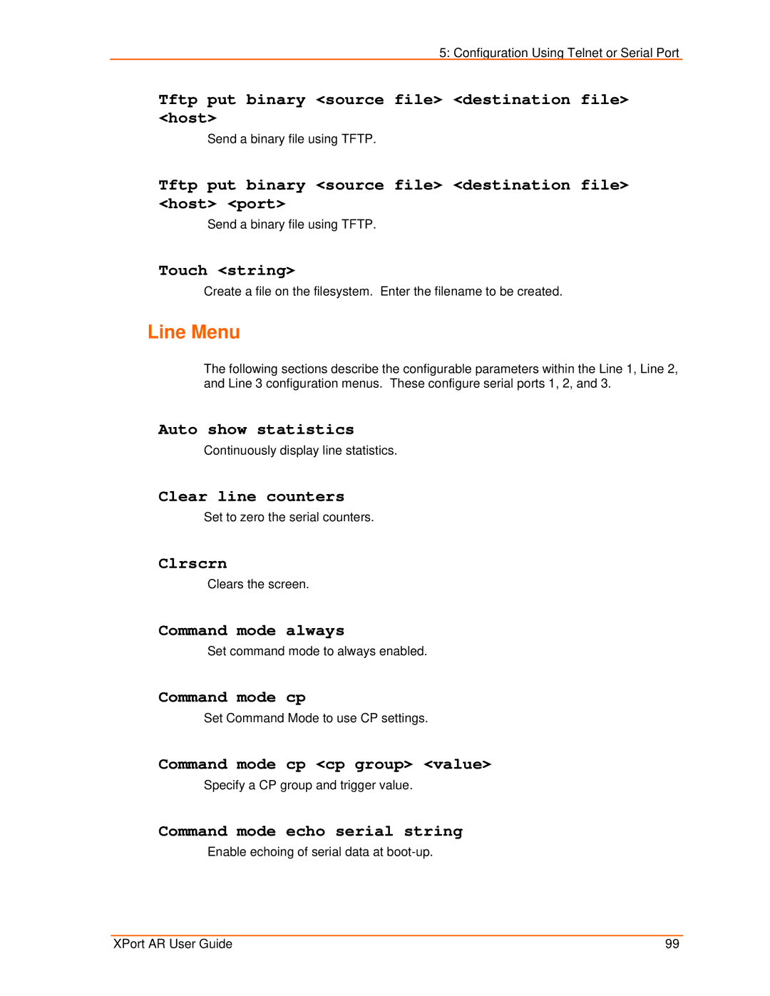 Lantronix XPort AR manual Line Menu 