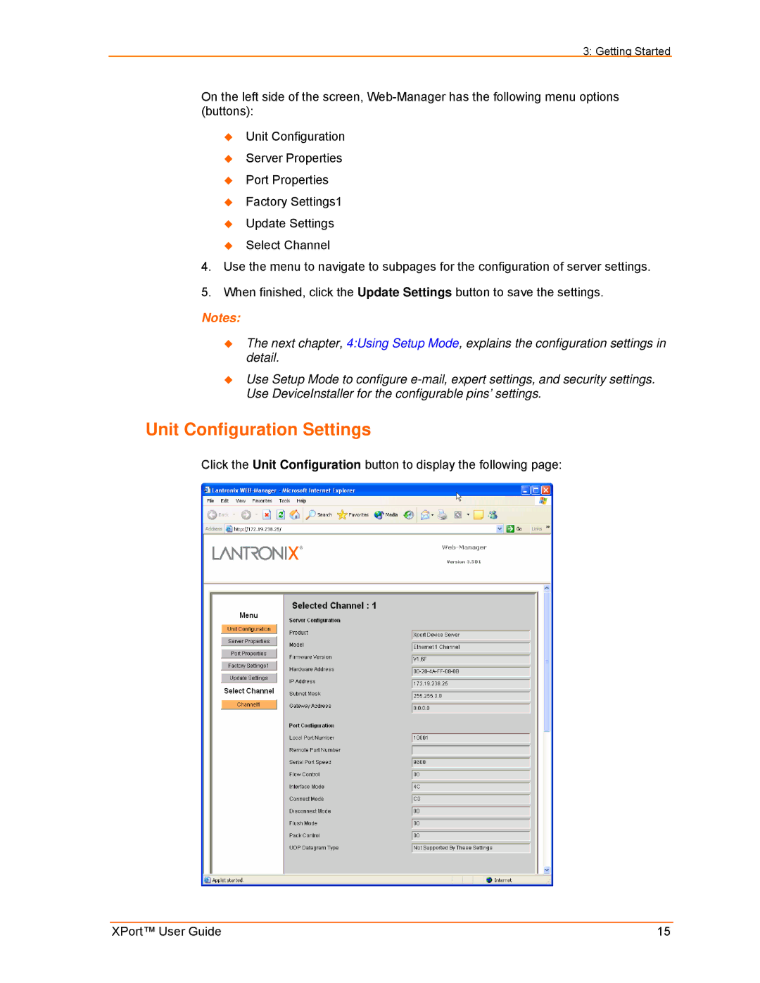 Lantronix XPort manual Unit Configuration Settings 