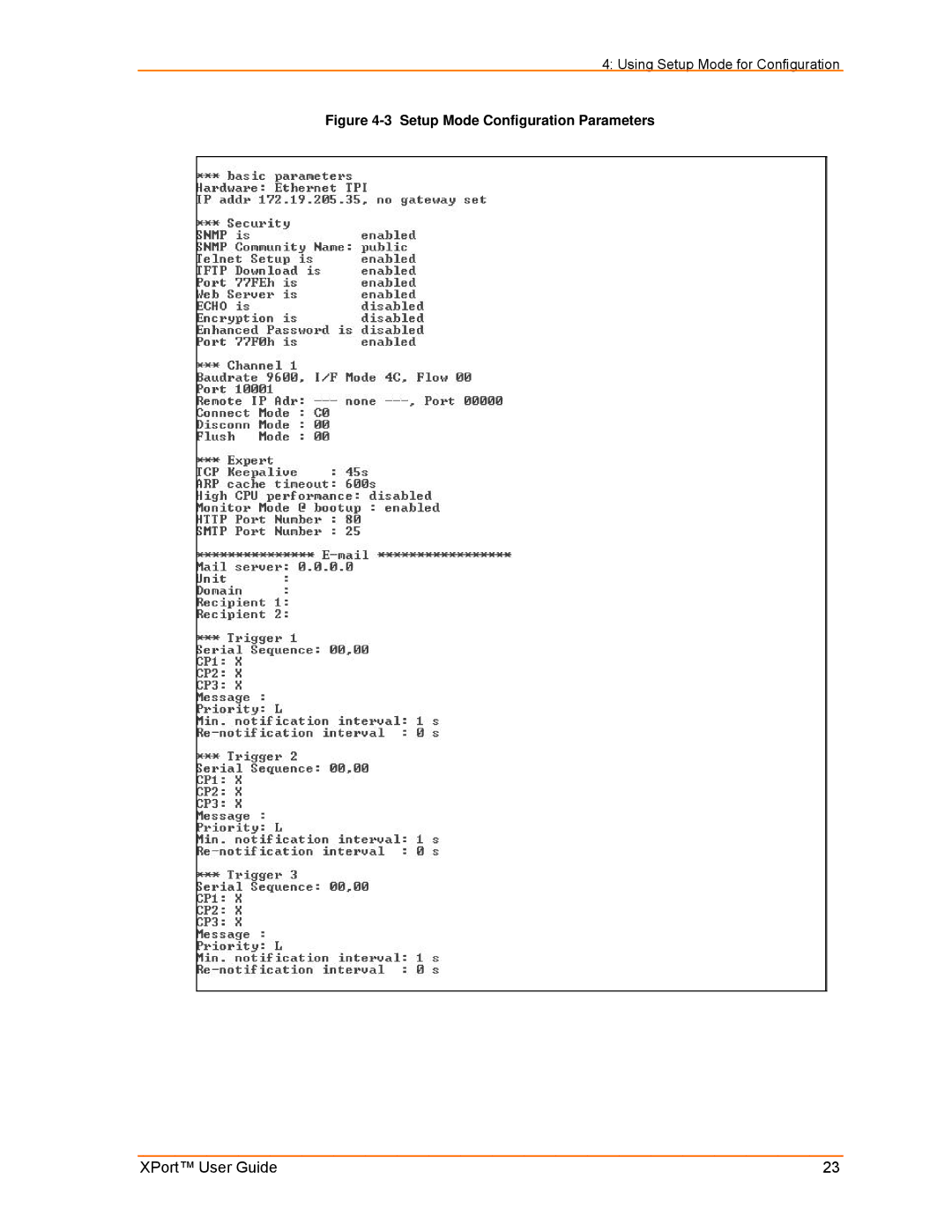 Lantronix XPort manual Setup Mode Configuration Parameters 