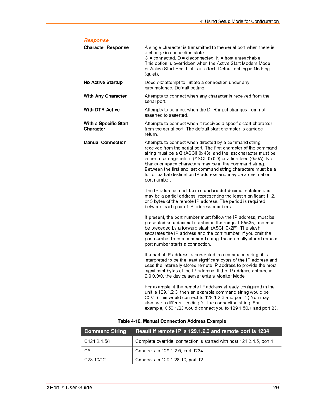 Lantronix XPort manual Response 