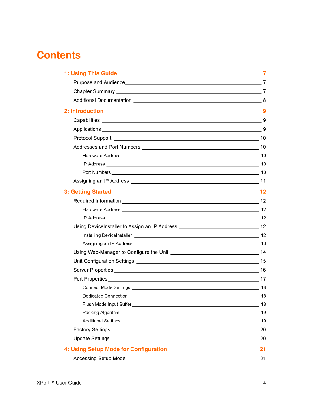 Lantronix XPort manual Contents 