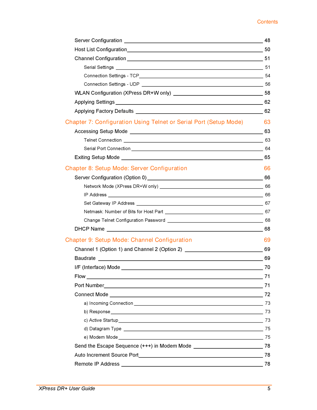 Lantronix XPress DR+ manual Configuration Using Telnet or Serial Port Setup Mode, Setup Mode Server Configuration 