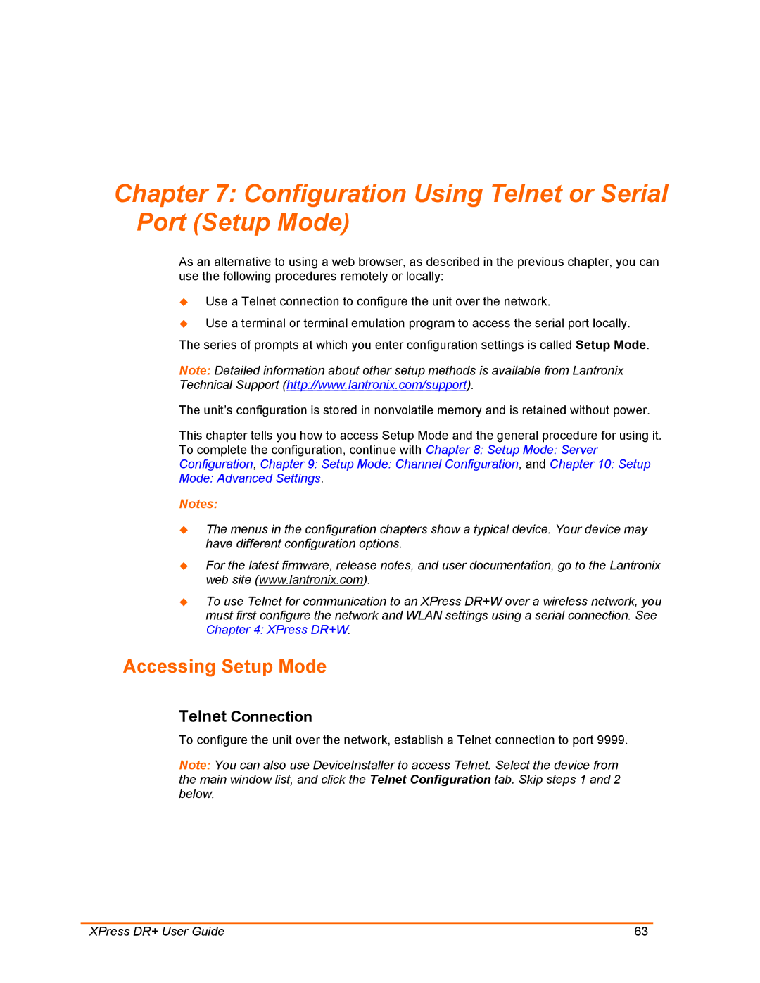 Lantronix XPress DR+ manual Configuration Using Telnet or Serial Port Setup Mode, Accessing Setup Mode 