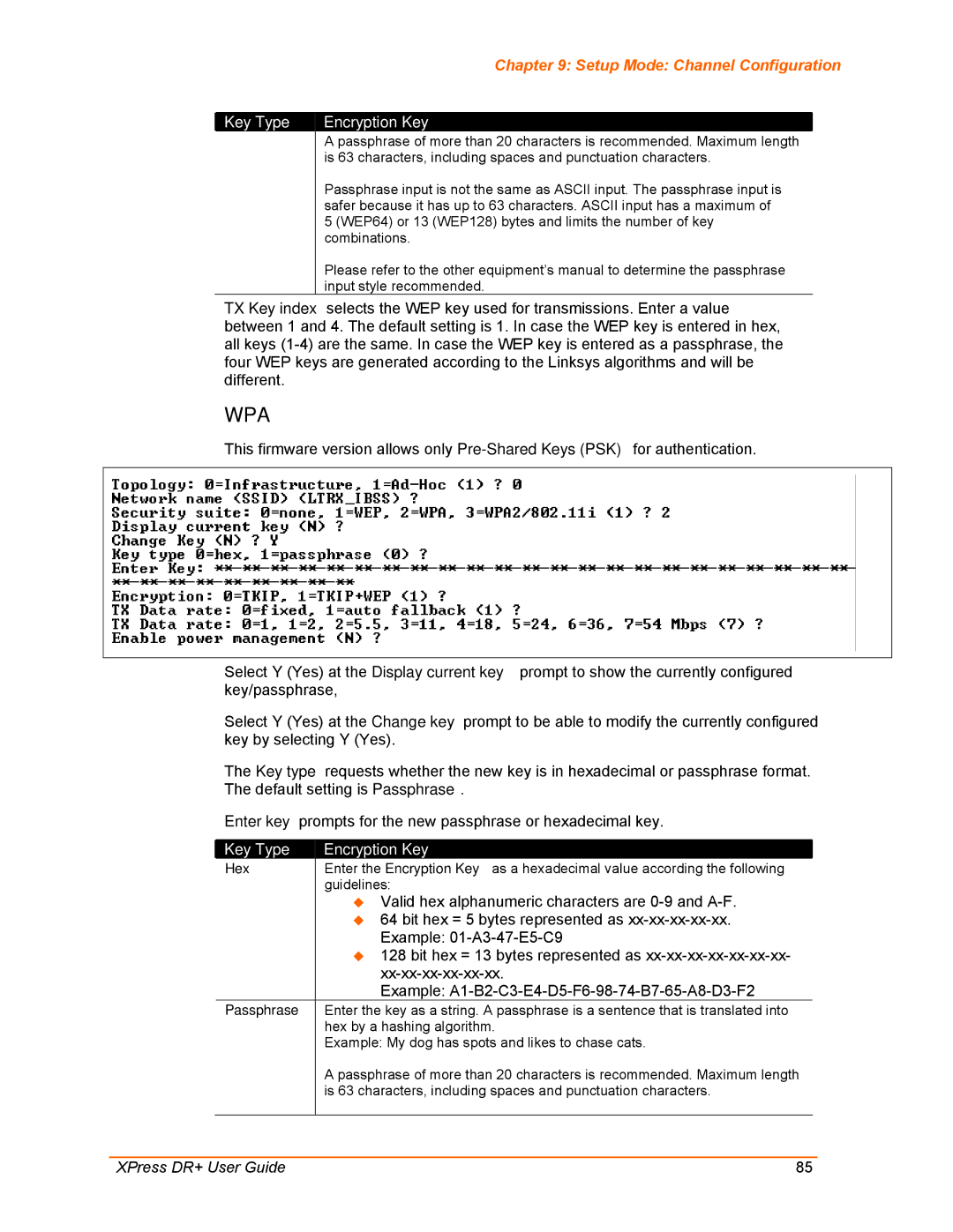 Lantronix XPress DR+ manual WEP64 or 13 WEP128 bytes and limits the number of key 