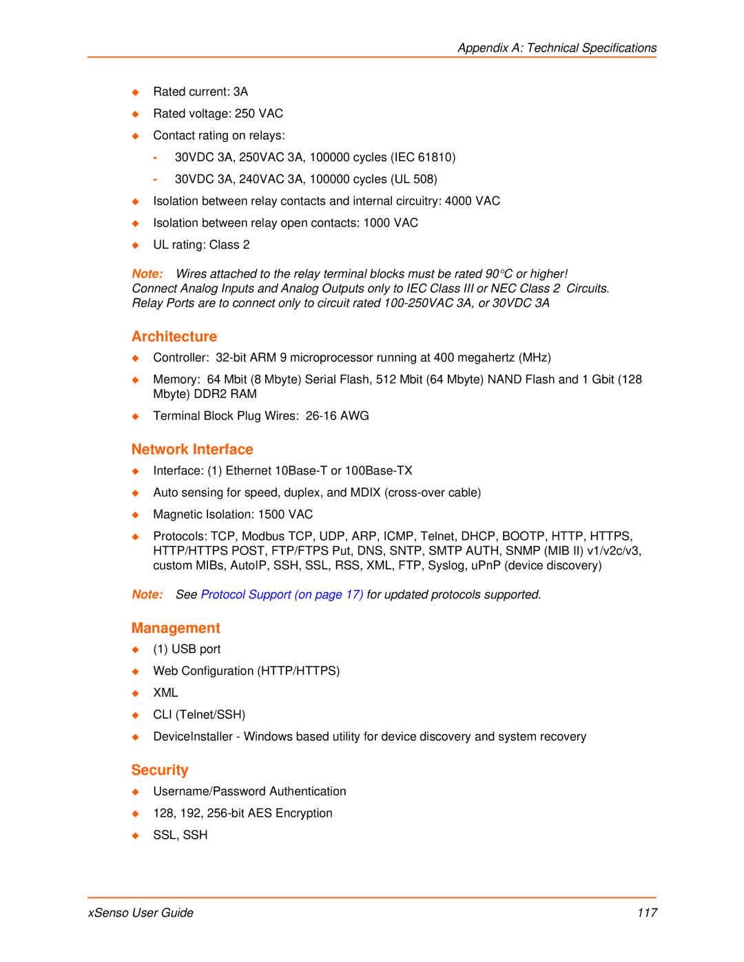 Lantronix XSENSO 21R2, XSENSO 2100, XSENSO 21A2 manual Architecture, Network Interface, Management, Security 