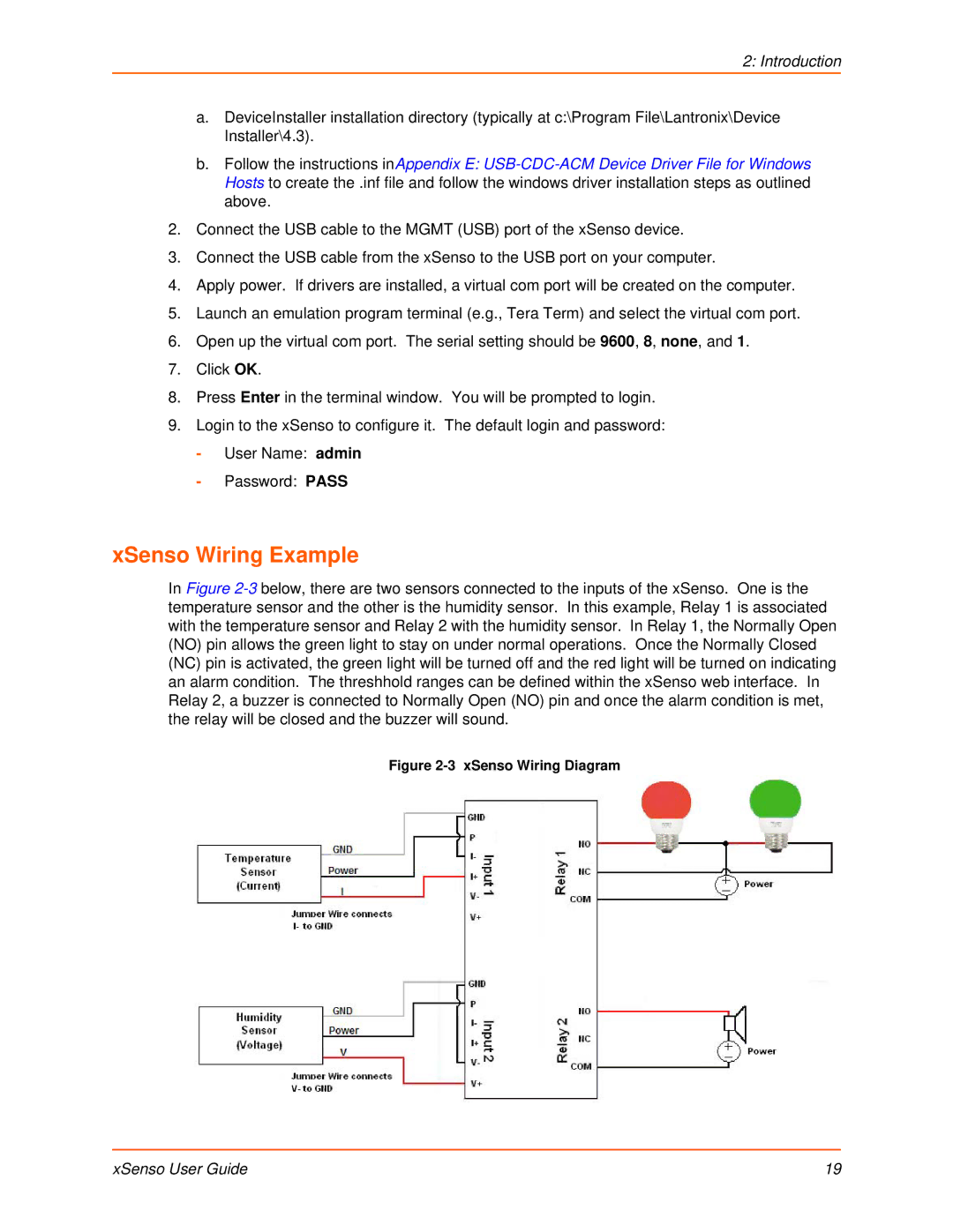 Lantronix XSENSO 2100, XSENSO 21R2, XSENSO 21A2 manual XSenso Wiring Example, XSenso Wiring Diagram 