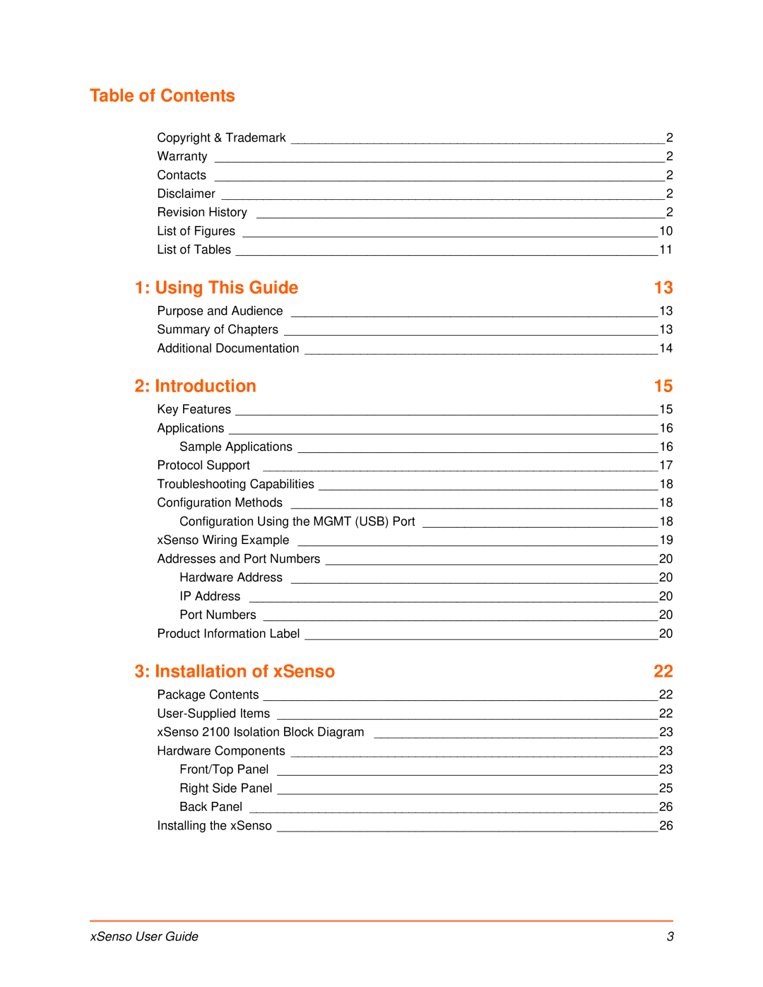 Lantronix XSENSO 21R2, XSENSO 2100, XSENSO 21A2 Table of Contents, Using This Guide, Introduction, Installation of xSenso 