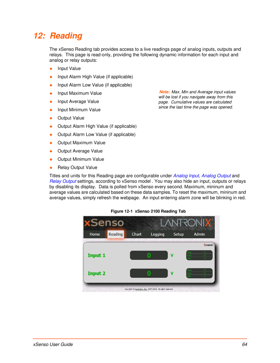 Lantronix XSENSO 2100, XSENSO 21R2, XSENSO 21A2 manual XSenso 2100 Reading Tab 