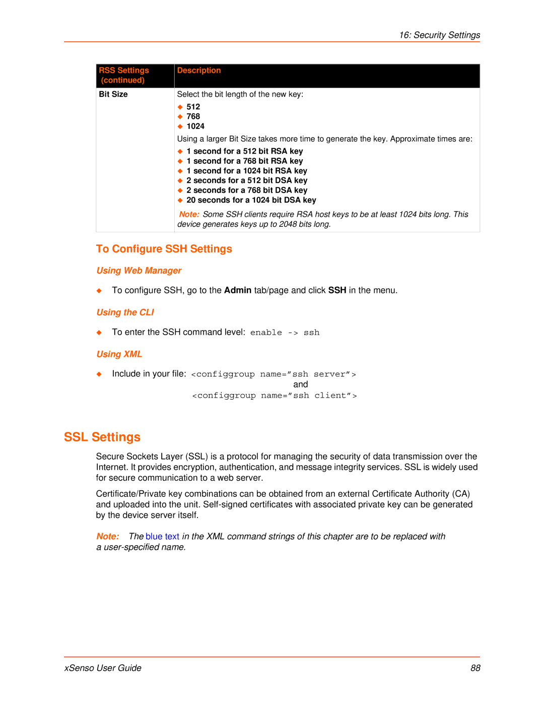 Lantronix XSENSO 2100, XSENSO 21R2, XSENSO 21A2 manual SSL Settings, To Configure SSH Settings 