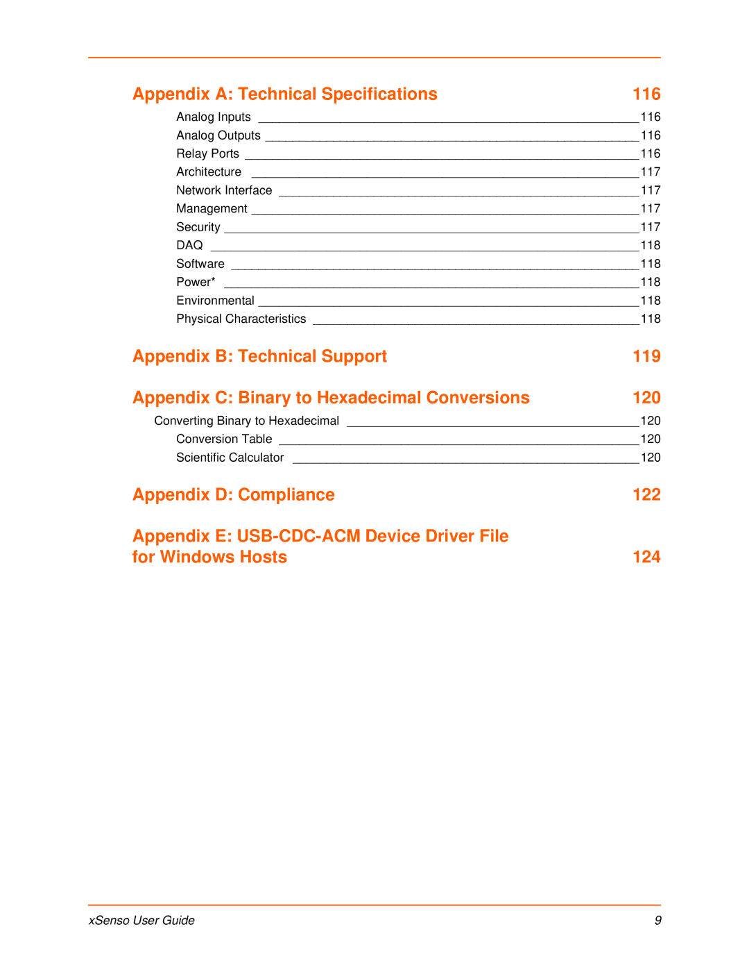 Lantronix XSENSO 21R2, XSENSO 2100, XSENSO 21A2 manual Appendix a Technical Specifications 116 