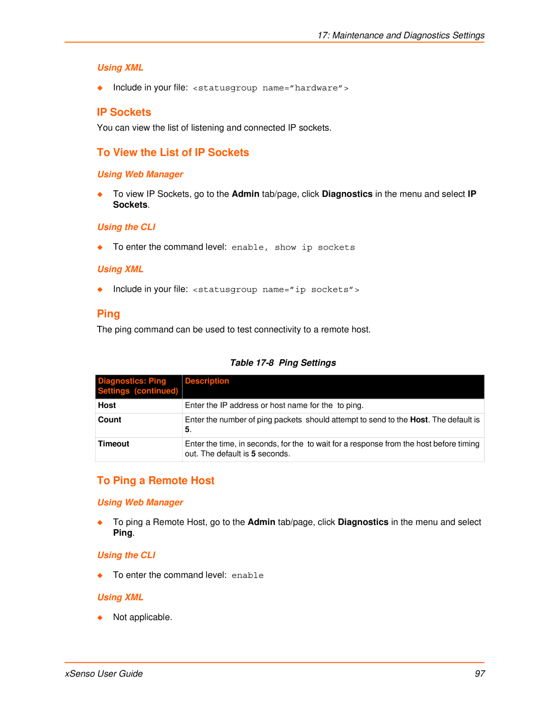 Lantronix XSENSO 2100, XSENSO 21R2 manual To View the List of IP Sockets, To Ping a Remote Host, Ping Settings 