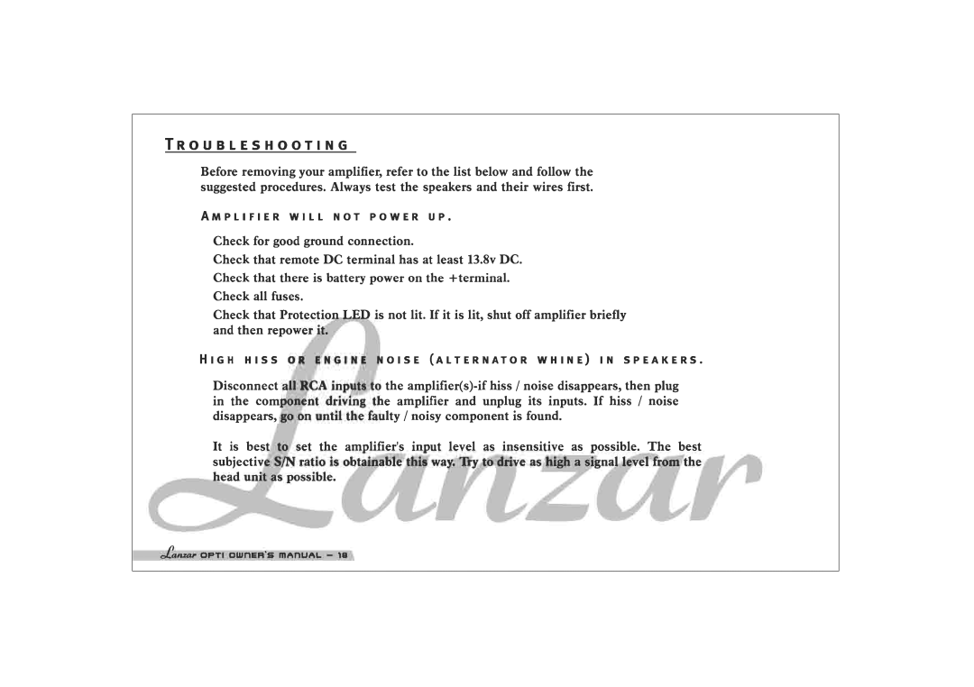 Lanzar Car Audio 1200HC manual 