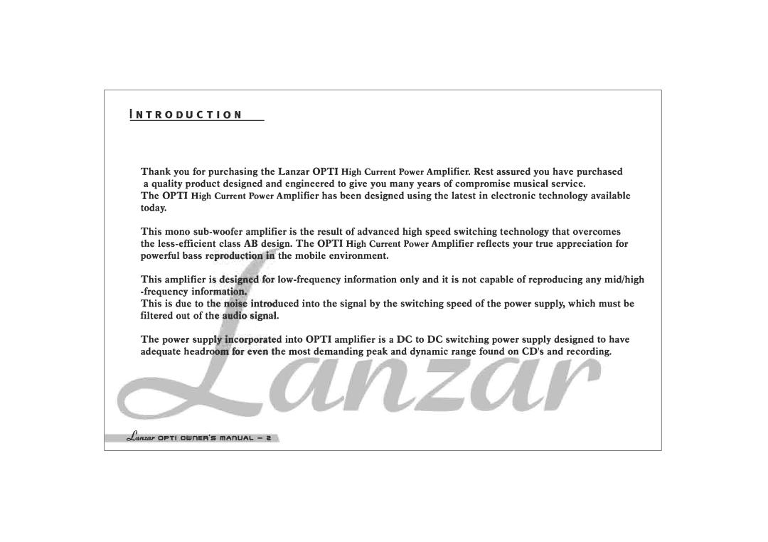 Lanzar Car Audio 1200HC manual 