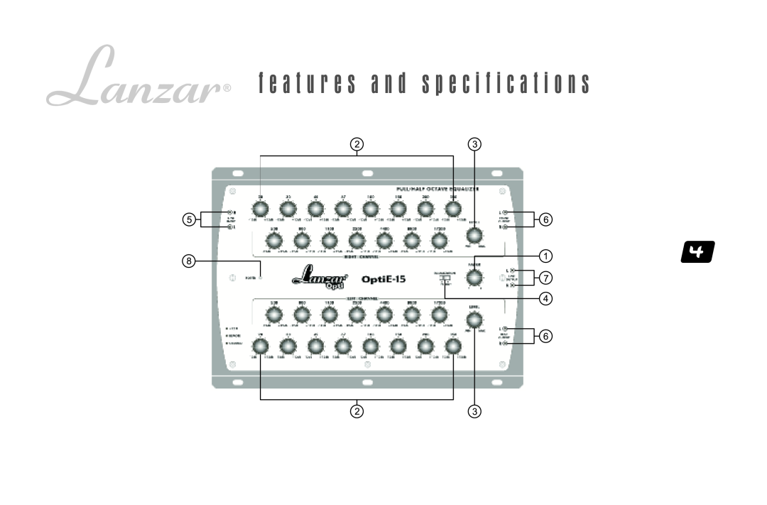 Lanzar Car Audio 15 user manual f e a t u r e s a n d s p e c i f i c a t i o n s 