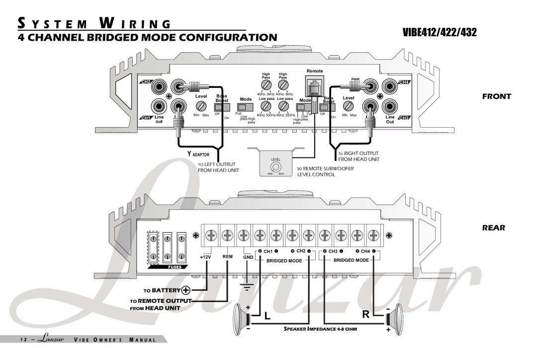 Lanzar Car Audio 232 manual VIBE412/422/432 