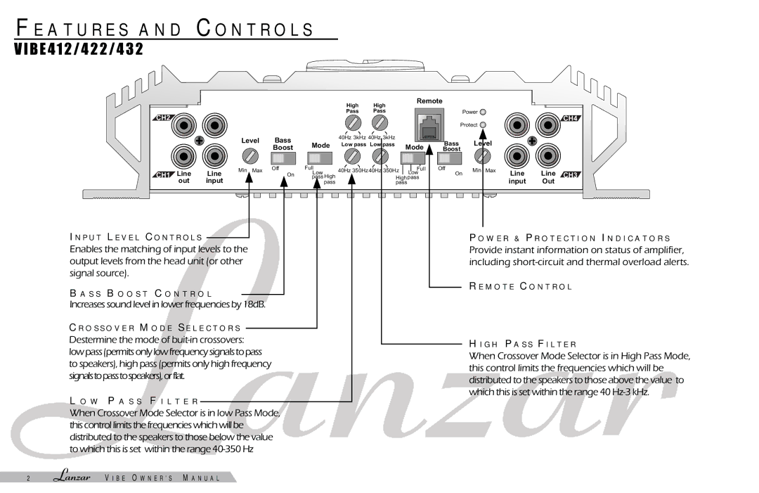 Lanzar Car Audio 232 manual VIBE412/422/432 