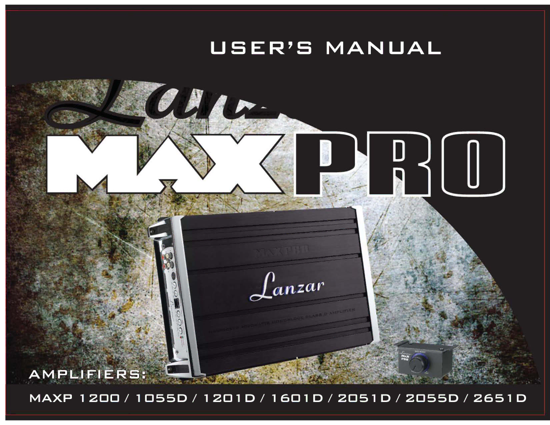 Lanzar Car Audio 1601D, 2651D, 2051D, 1055D, 1200, 1201D, 2055D user manual USER’S Manual 