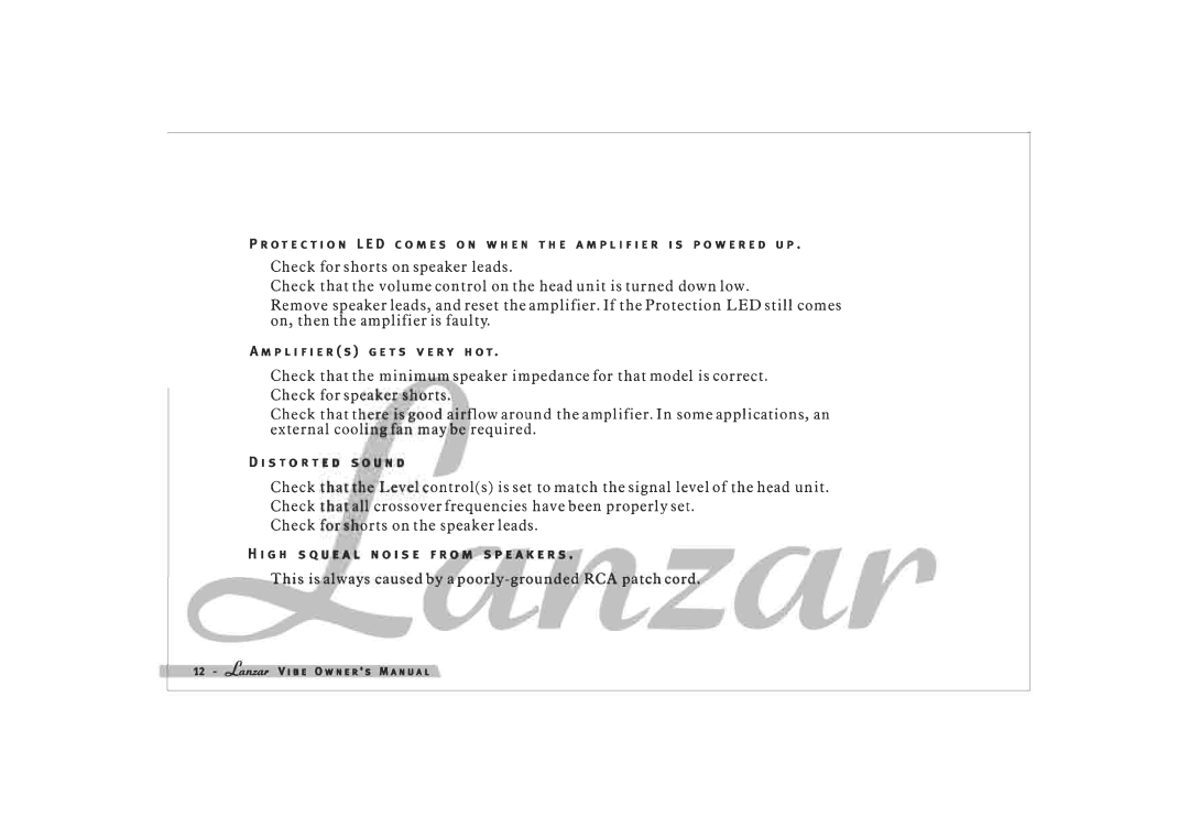 Lanzar Car Audio 4KD, 700.1D, 1000.1D, 3100D manual 