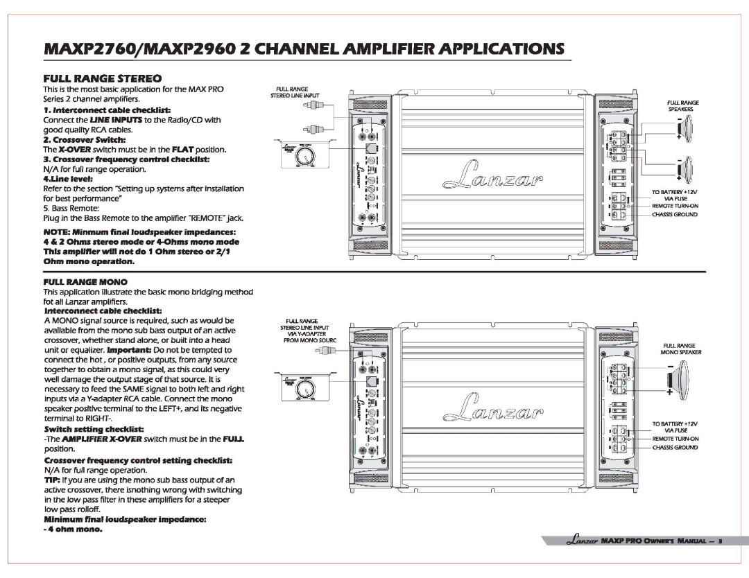 Lanzar Car Audio MAXP 4260, MAXP 2760, MAXP 2960 user manual ~i,!!l 