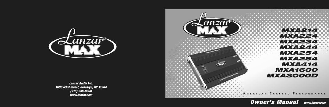 Lanzar Car Audio MXA3000D, MXA414, MXA284, MXA224, MXA244, MXA234, MXA254, MXA1600, MXA214 manual 