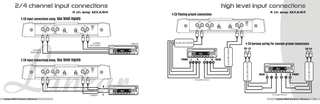 Lanzar Car Audio MXA3000D, MXA414, MXA284, MXA224, MXA244, MXA234, MXA254, MXA1600, MXA214 manual 