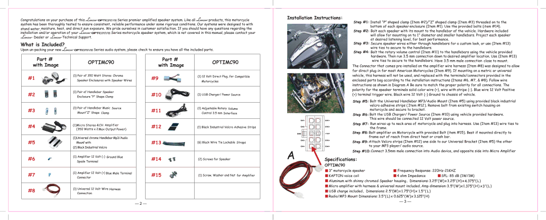 Lanzar Car Audio OPTIMC90 manual Gnd 