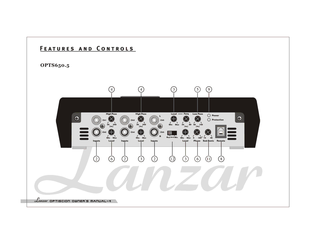 Lanzar Car Audio OPTS650.5, OPTS600.4, OPTS520.2, OPTS300.4, OPTS250.2, OPTS350.2, OPTS150.2, OPTS750.2 manual 