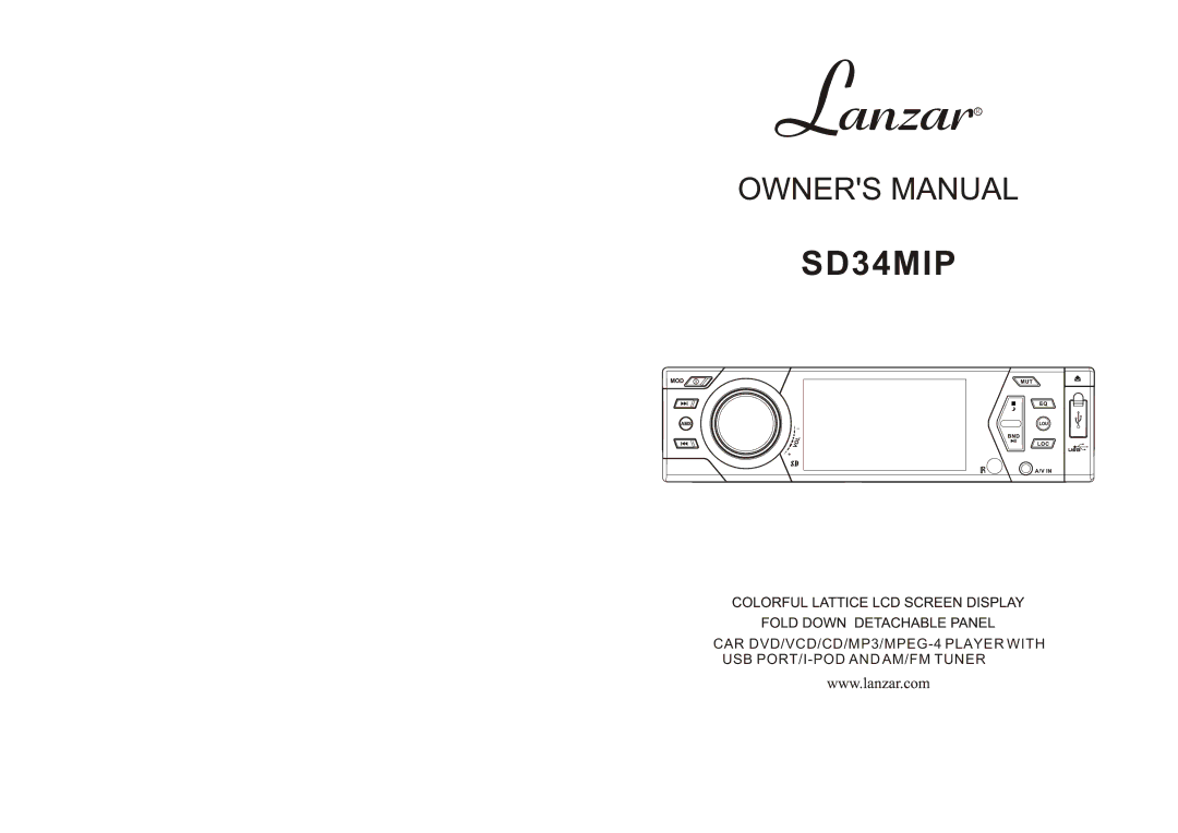 Lanzar Car Audio SD34MIP manual 