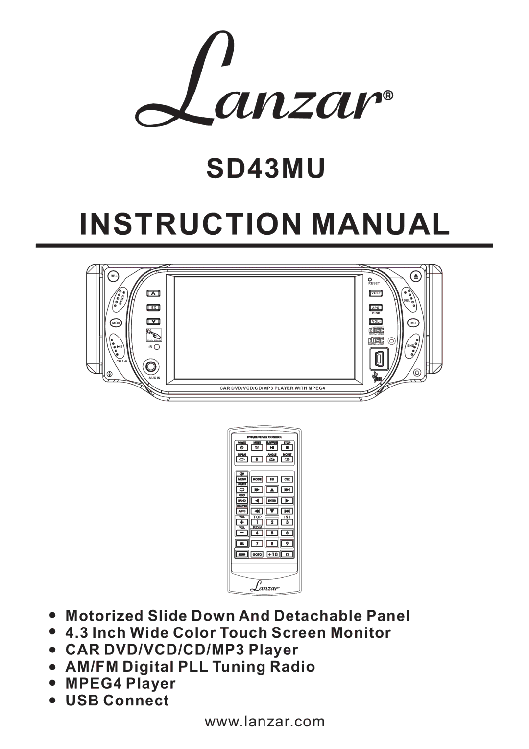 Lanzar Car Audio SD43MU instruction manual 