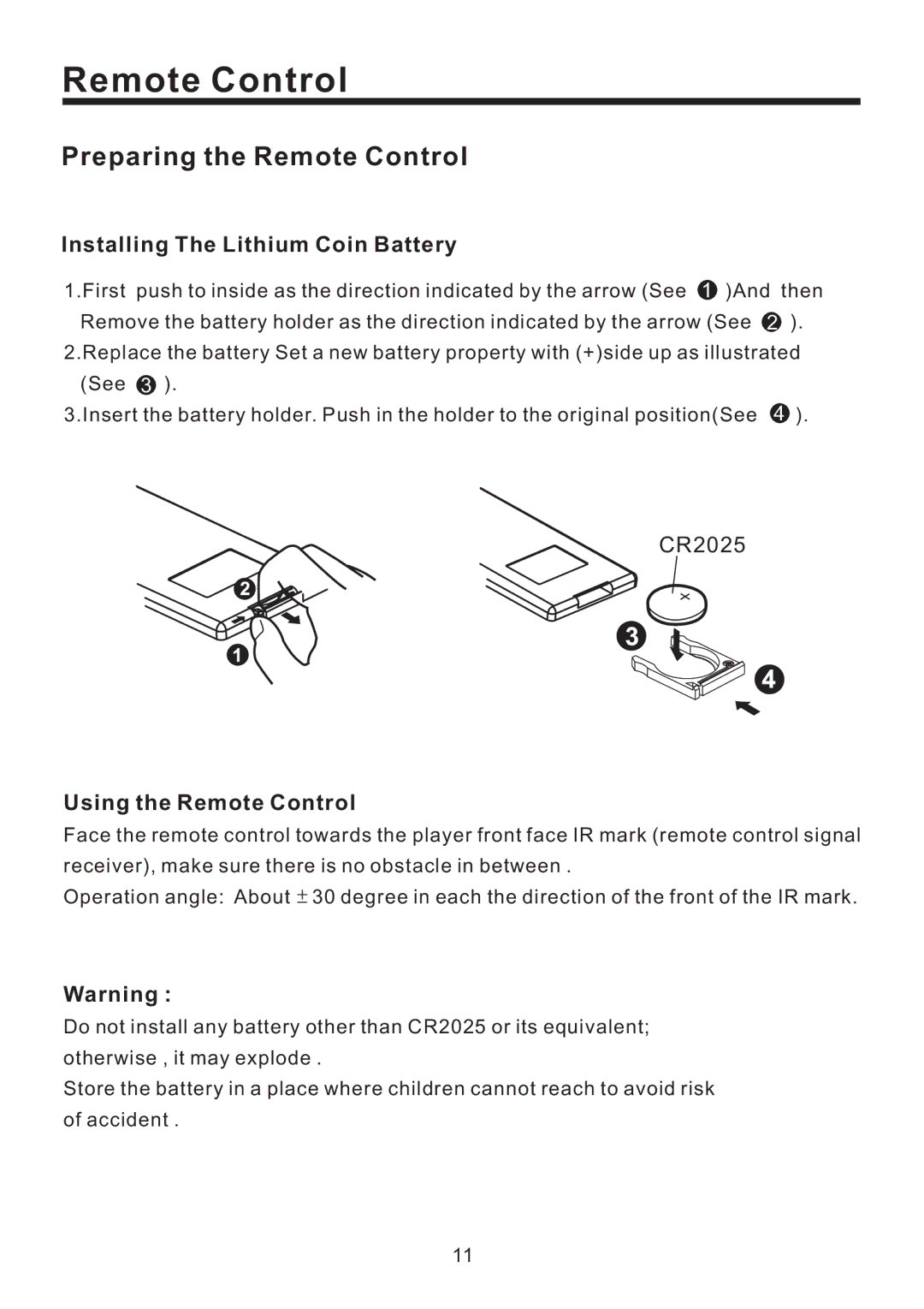 Lanzar Car Audio SD43MU Preparing the Remote Control, Installing The Lithium Coin Battery, Using the Remote Control 