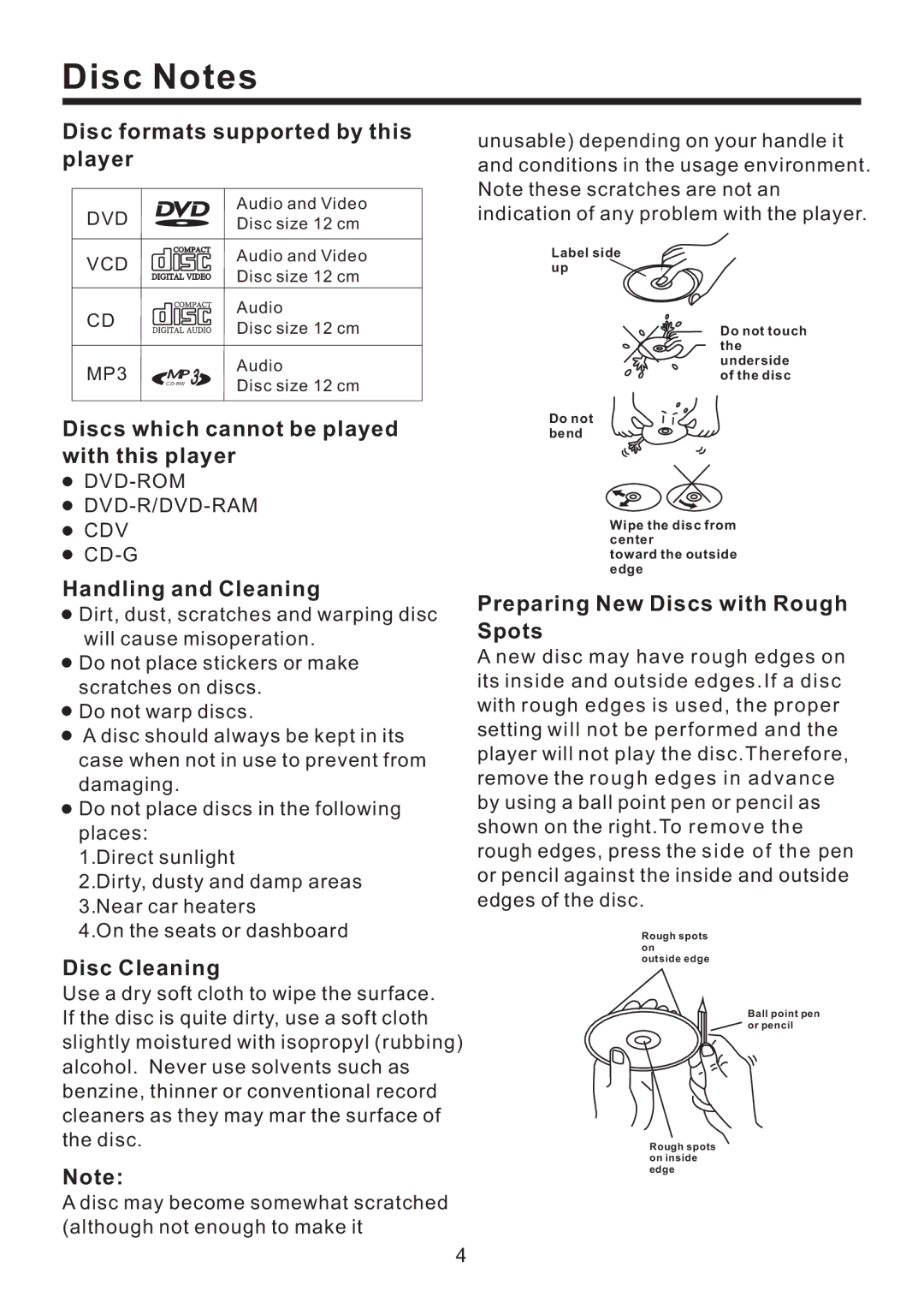 Lanzar Car Audio SD43MU instruction manual Disc Notes 