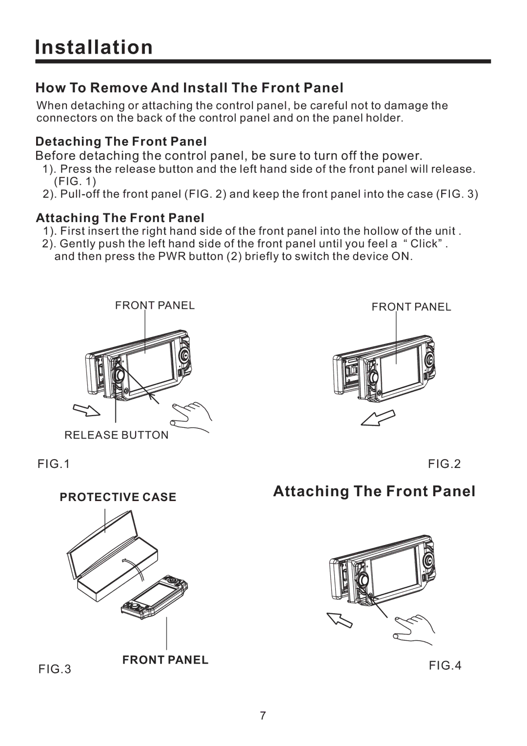 Lanzar Car Audio SD43MU Attaching The Front Panel, How To Remove And Install The Front Panel, Detaching The Front Panel 