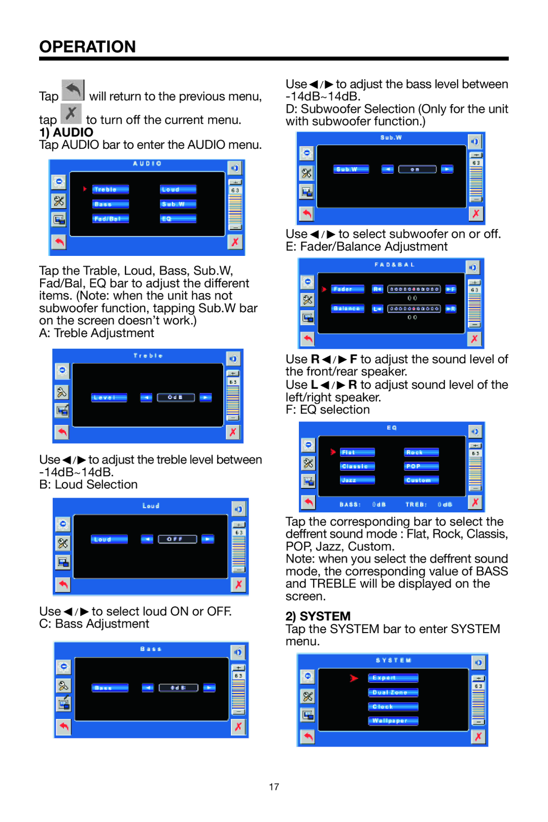 Lanzar Car Audio SDBT75NU owner manual Audio, System 