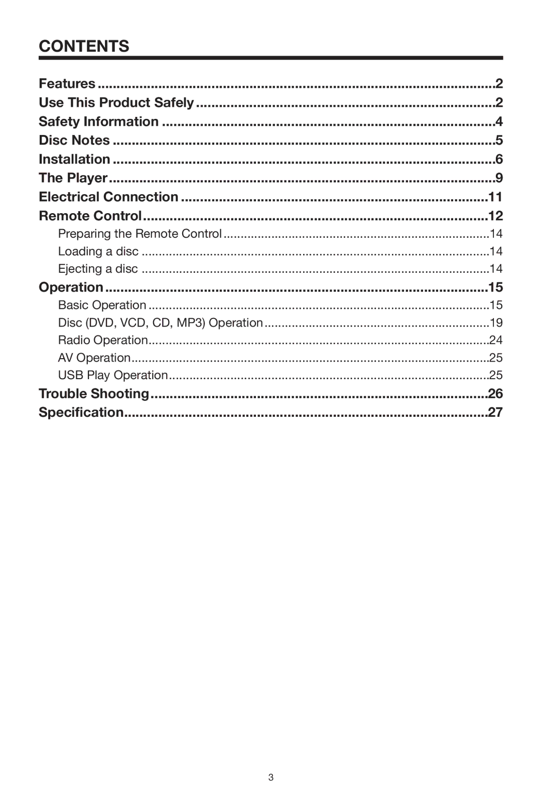 Lanzar Car Audio SDBT75NU owner manual Contents 