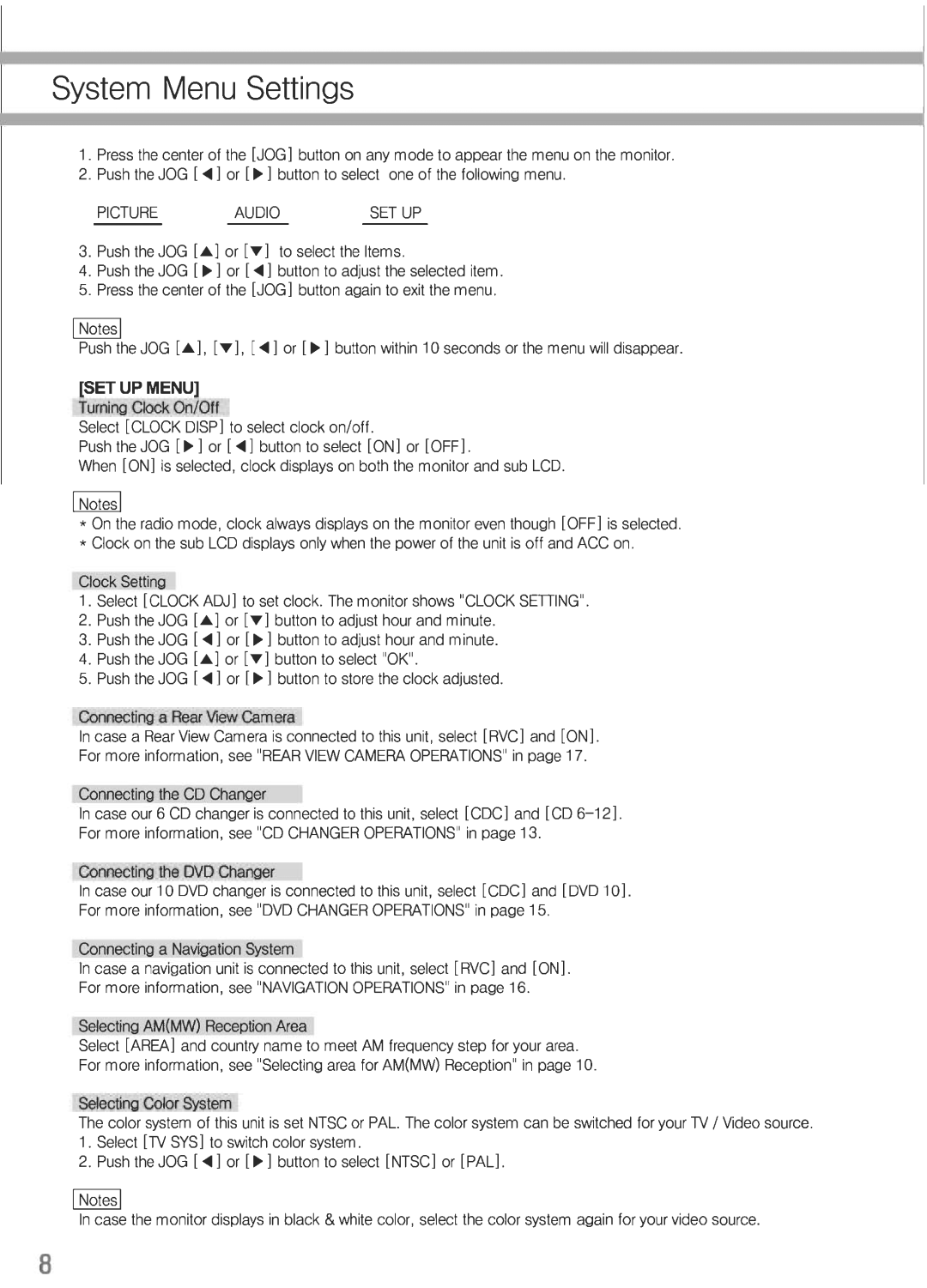 Lanzar Car Audio SV7TV manual 