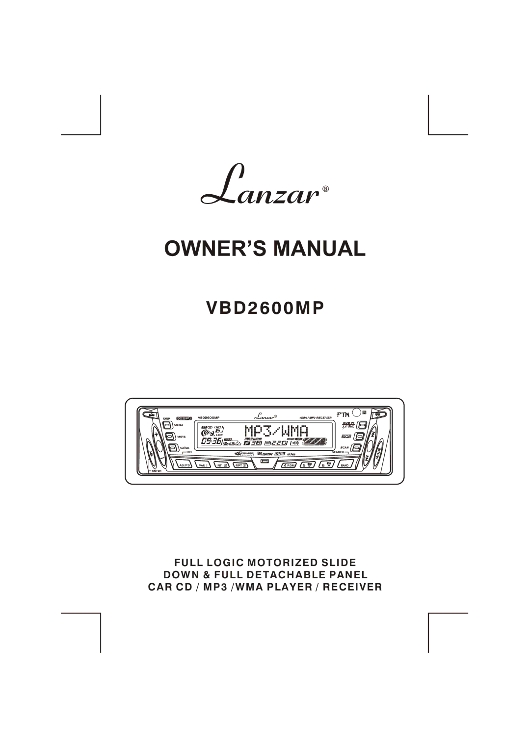 Lanzar Car Audio VBD2600MP owner manual D 2 6 0 0 M P 