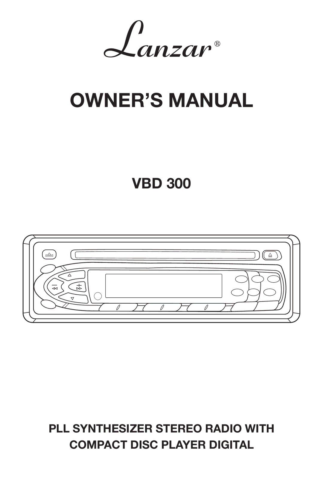 Lanzar Car Audio VBD300 owner manual Vbd 