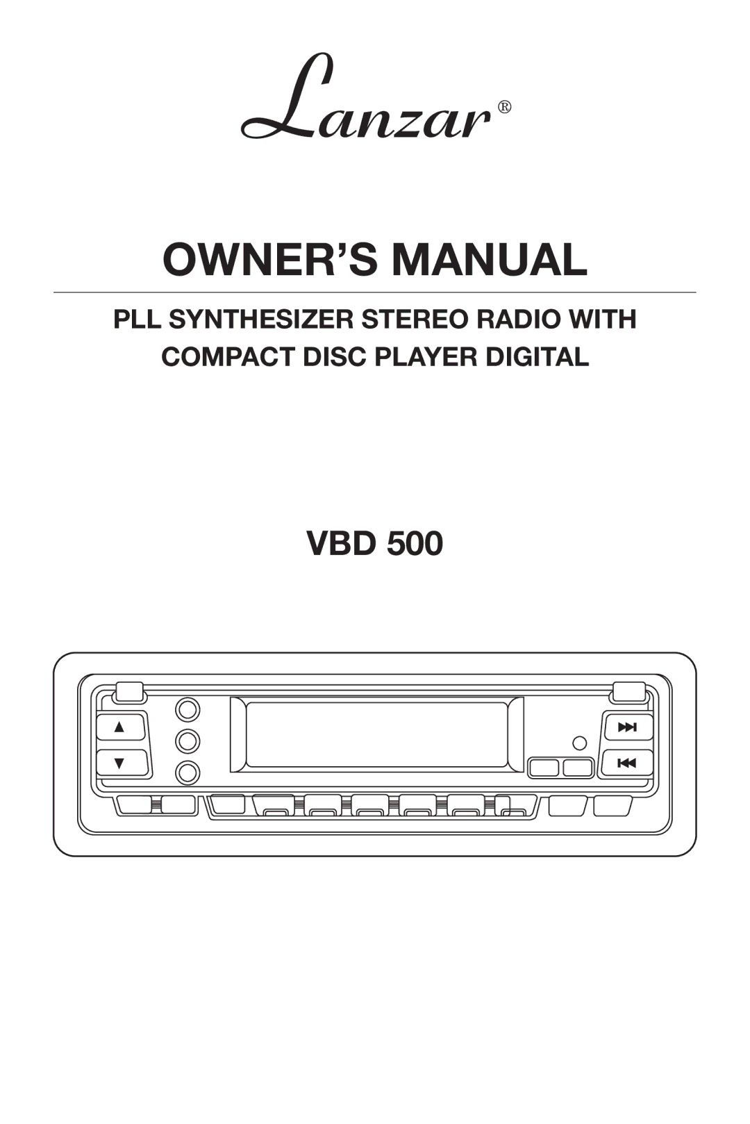 Lanzar Car Audio VBD500 owner manual Vbd 