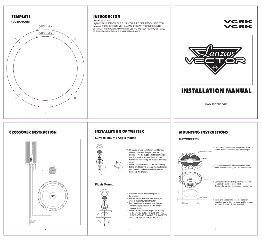 Lanzar Car Audio VC5K, VC6K manual 