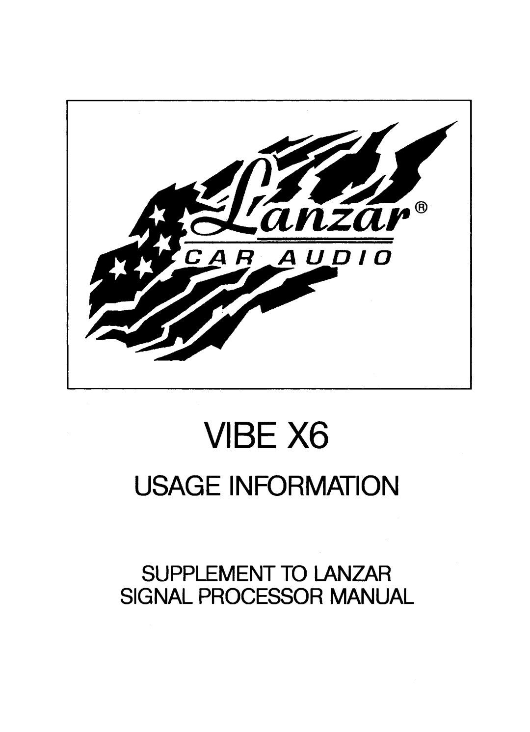 Lanzar Car Audio VIBE X6 manual 