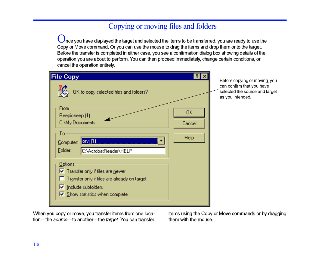 LapLink MN-LGD011-XX-US manual Copying or moving files and folders 