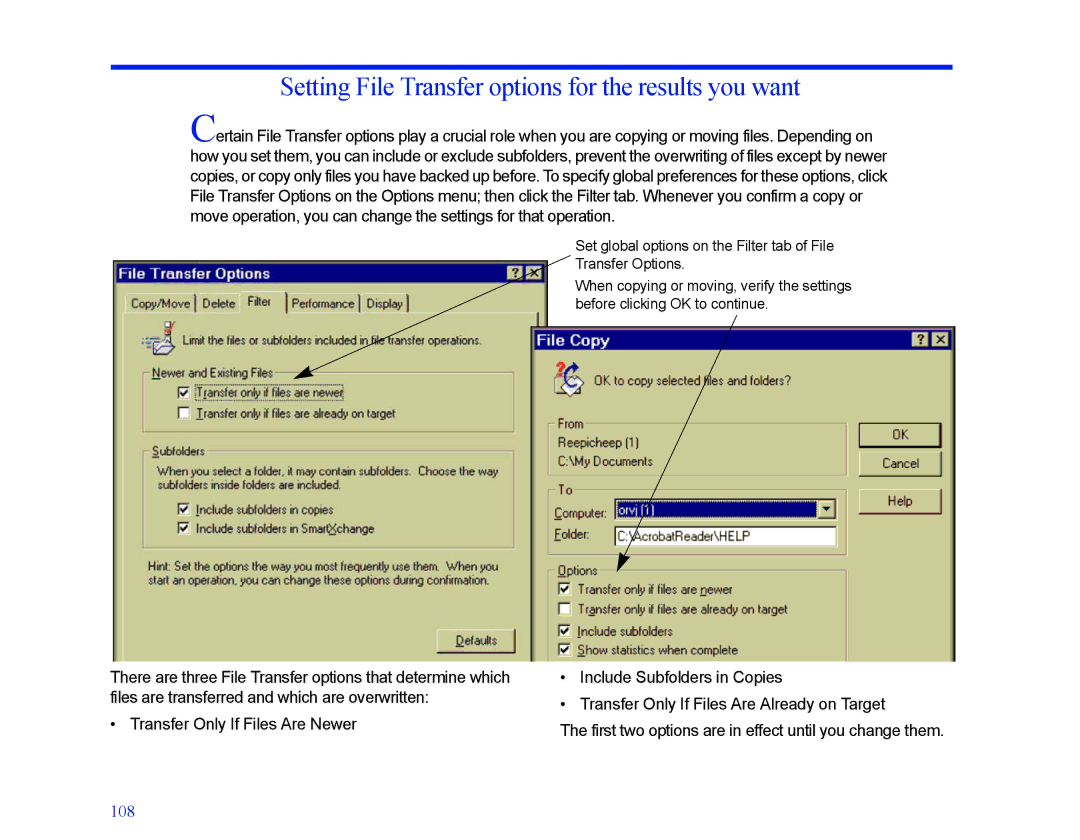 LapLink MN-LGD011-XX-US manual Setting File Transfer options for the results you want 