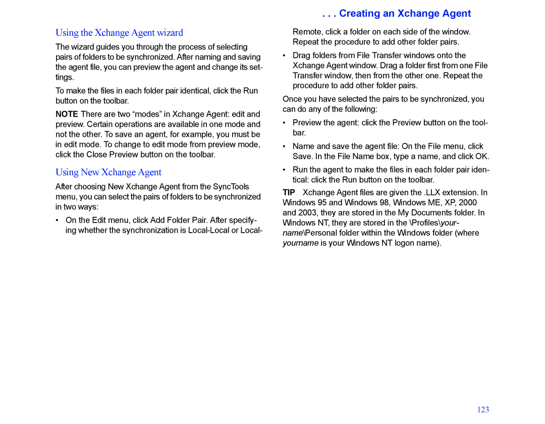 LapLink MN-LGD011-XX-US manual Using the Xchange Agent wizard, Using New Xchange Agent, Creating an Xchange Agent 