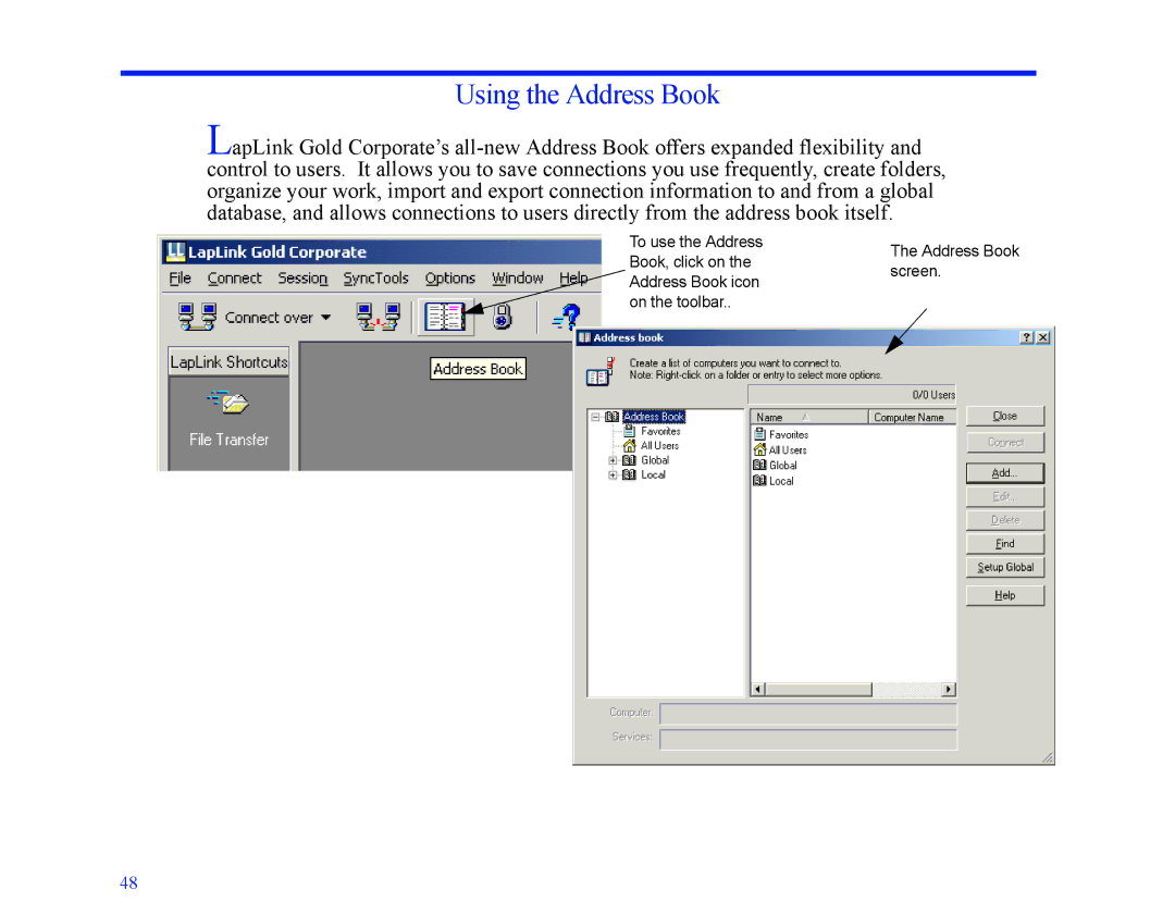 LapLink MN-LGD011-XX-US manual Using the Address Book 