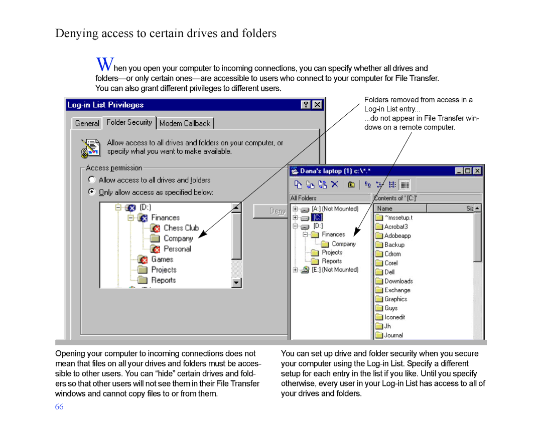 LapLink MN-LGD011-XX-US manual Denying access to certain drives and folders 