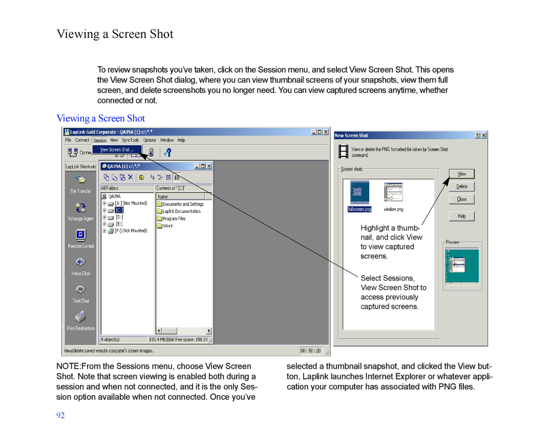 LapLink MN-LGD011-XX-US manual Viewing a Screen Shot 