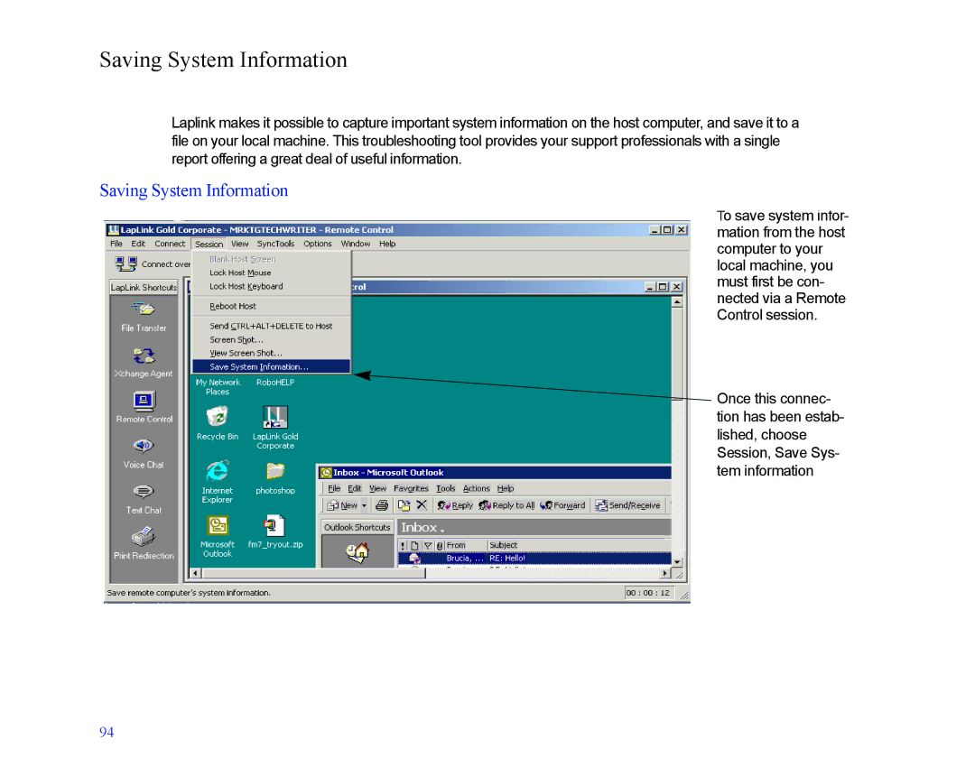 LapLink MN-LGD011-XX-US manual Saving System Information 