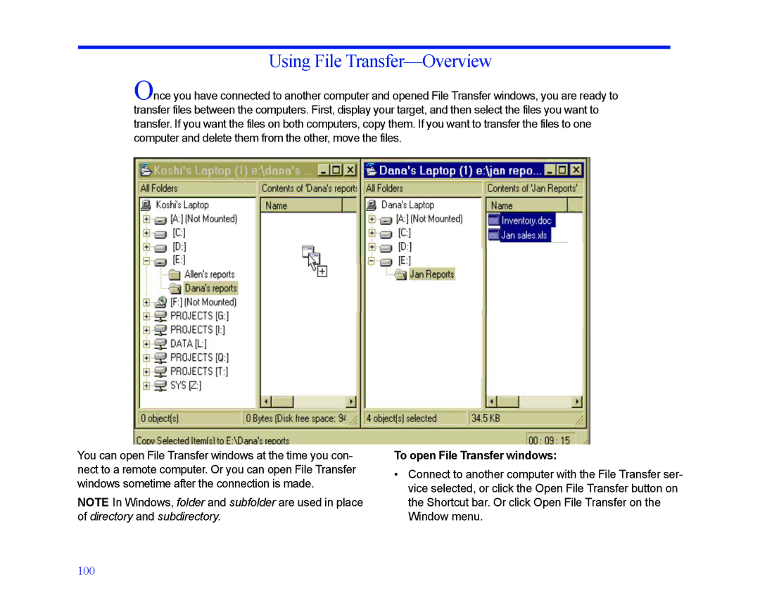 LapLink MN-LGD011-XX-US manual Using File Transfer-Overview, To open File Transfer windows 