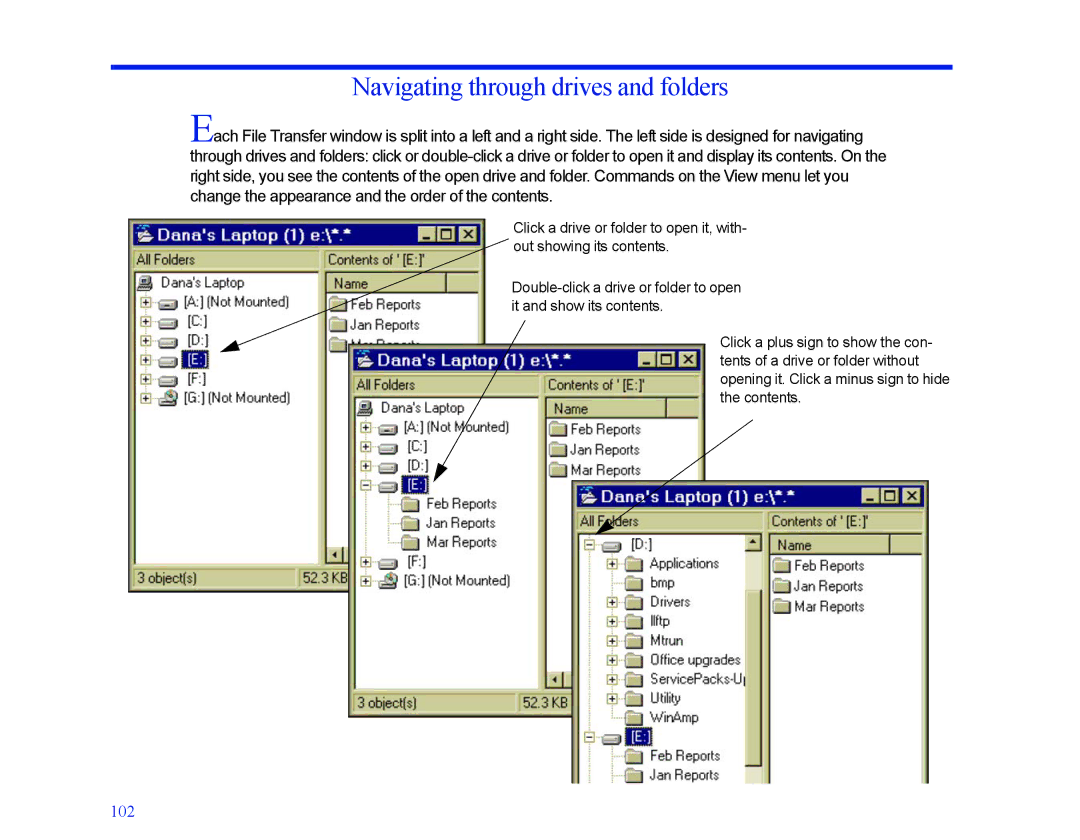 LapLink MN-LGD011-XX-US manual Navigating through drives and folders 