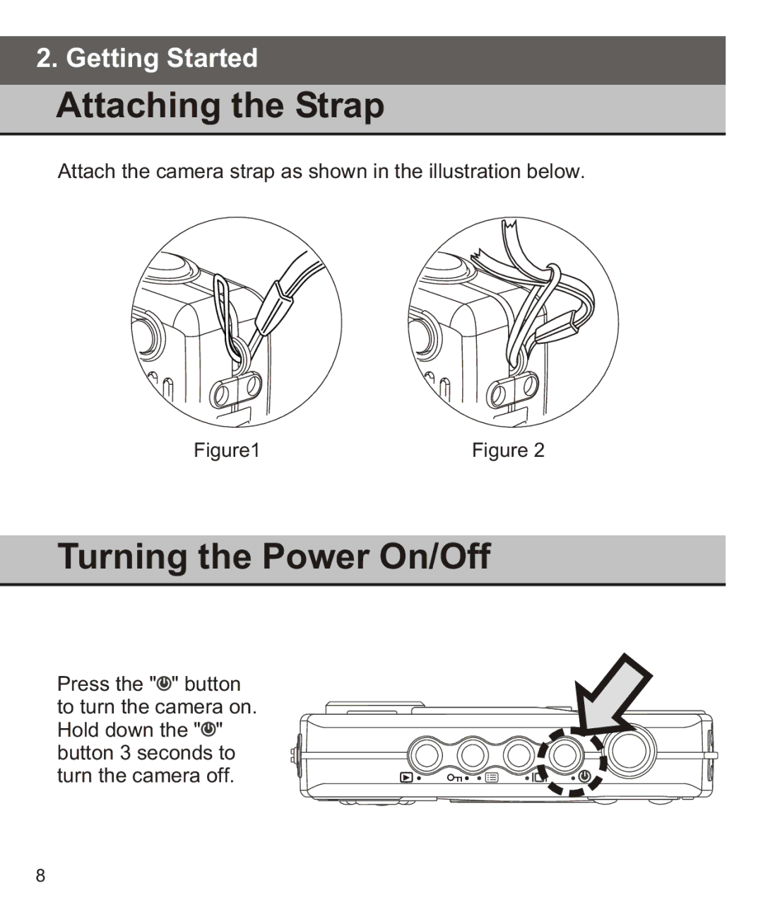 Largan EASY 200 manual Attaching the Strap, Turning the Power On/Off 